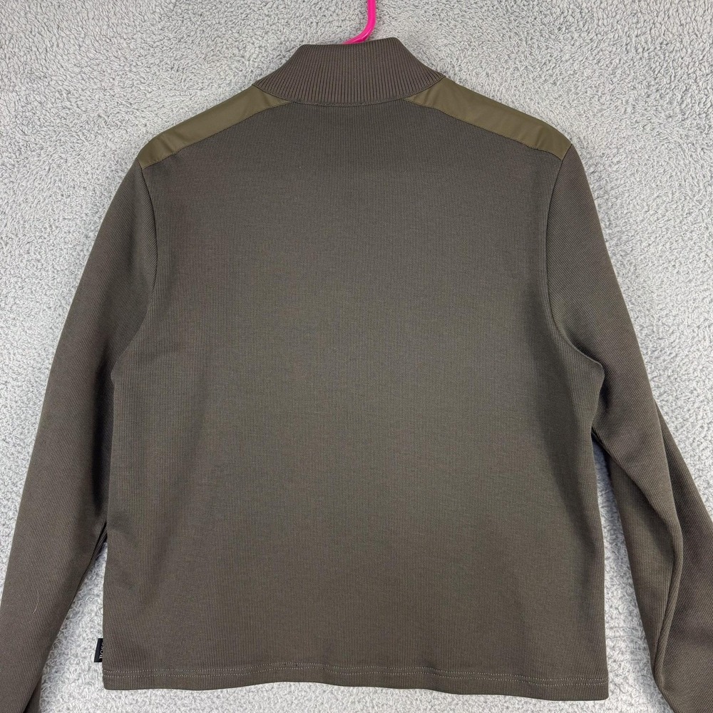 Hugo Boss Sweater Mens Medium Olive Green Mock‎ Neck Snap Placket Regular Fit - Picture 5 of 12